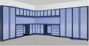 Dispositivo di garage grande e nero a forma di L