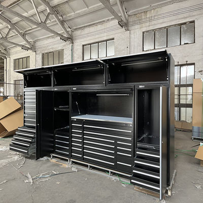 Conti di lavoro in acciaio inossidabile e legno Multi cassettiere opzionali cassetto utensili per garage metallici