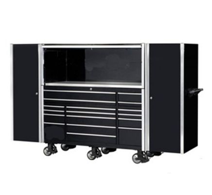 Cassa utensili in acciaio pesante versatile da 52 pollici con armadietto laterale e maniglie in acciaio inox
