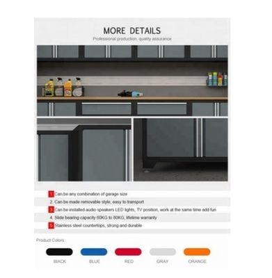 1.0mm 1.2mm 1.5mm Garage Metal Tool Cabinet con cassetti e serratura