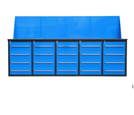 Fabbrica di garage Armadi utensili pesanti Metallo 20 cassetto carrello utensili Banchetto di lavoro con pegboard