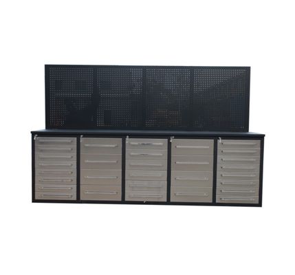 Fabbrica di garage Armadi utensili pesanti Metallo 20 cassetto carrello utensili Banchetto di lavoro con pegboard