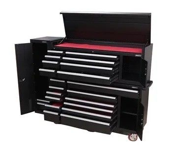 1.0-1,5 mm Spessore cassetto utensili in metallo con ruote e rivestimenti di cassetti EVA neri 96 pollici