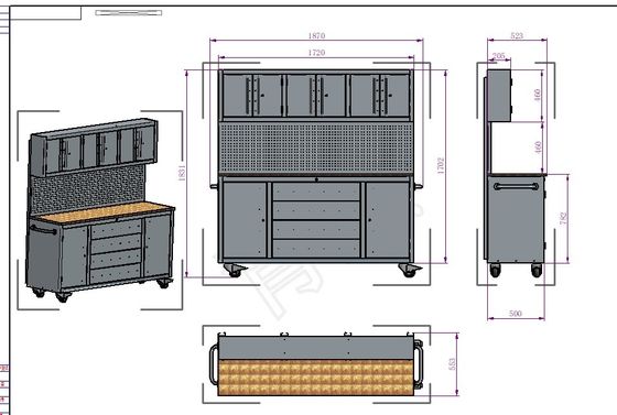 Cassa utensili a rotoli da 72 pollici per laboratorio utensili di garage di supporto OBM personalizzati