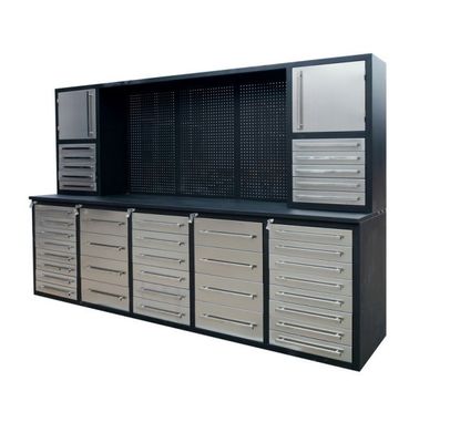 Scaffale di lavoro rivestita in polvere di acciaio laminato a freddo con cassetta utensili e cassetti per utensili di metallo personalizzati