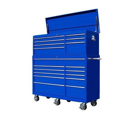 Gran carrello di attrezzi metallici con attrezzi di sicurezza a rotolamento